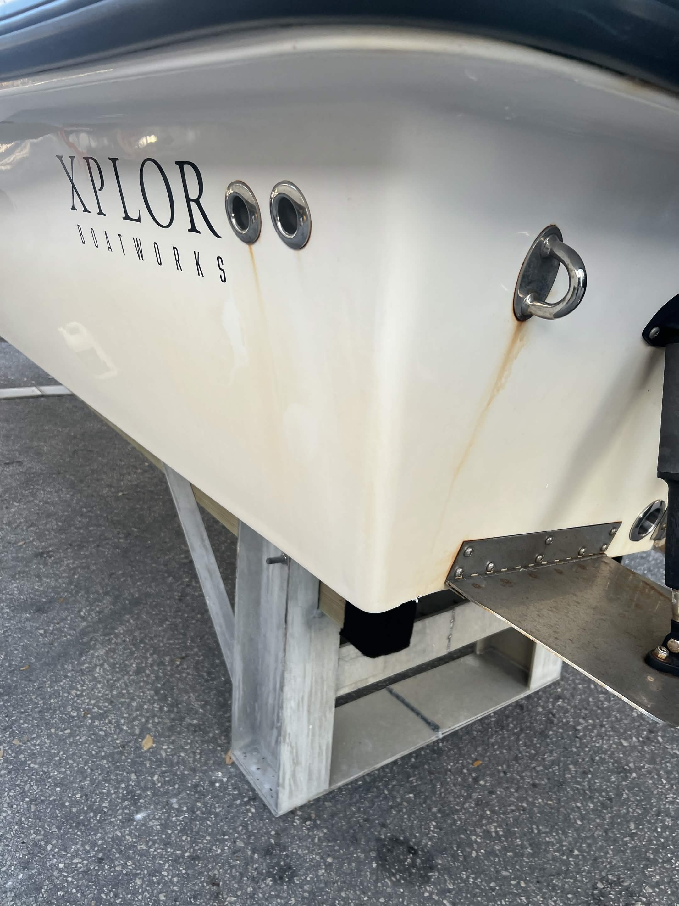 Boat before buff and wax in Tarpon Springs