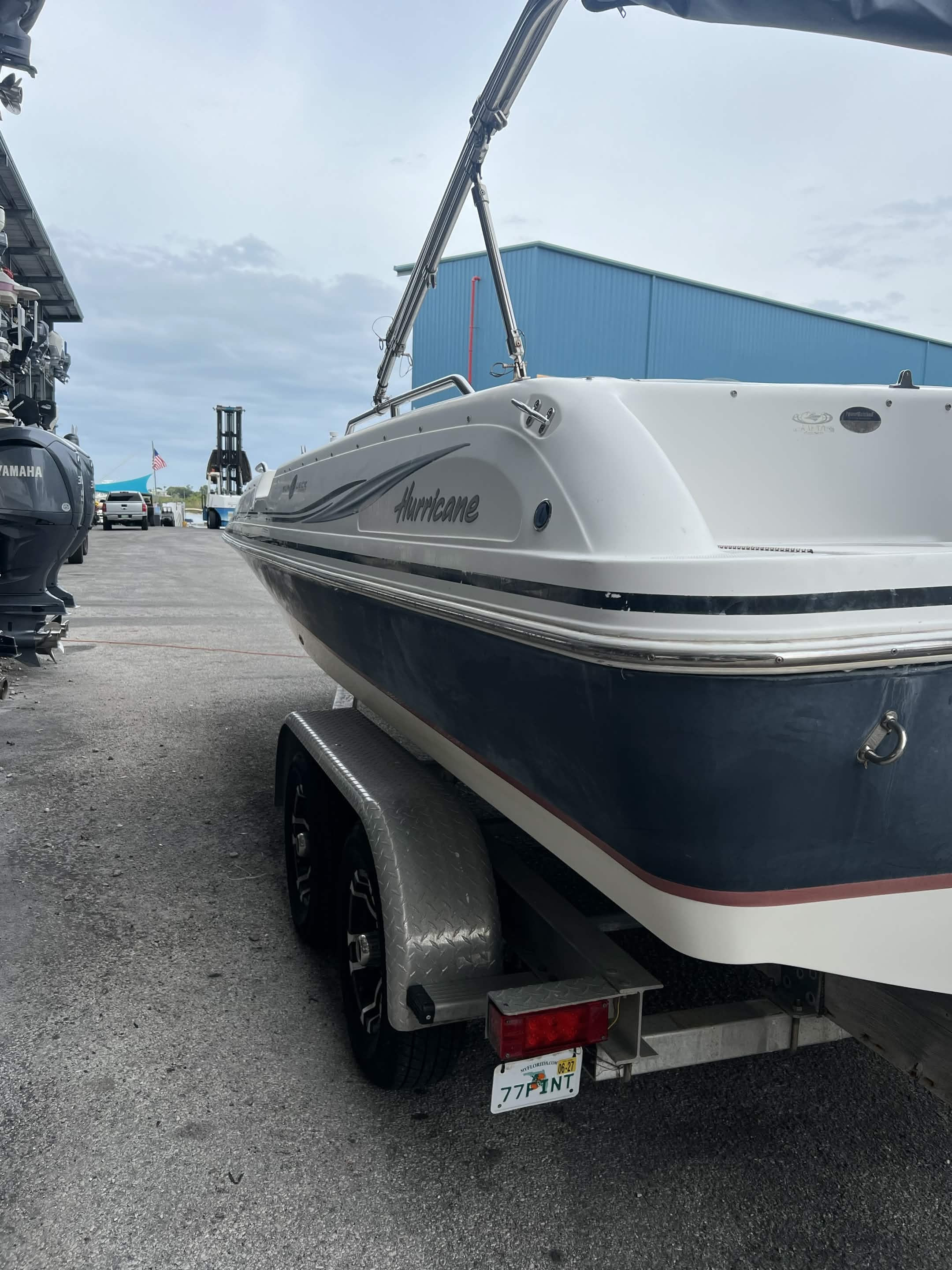 Boat before ceramic coating in Tarpon Springs