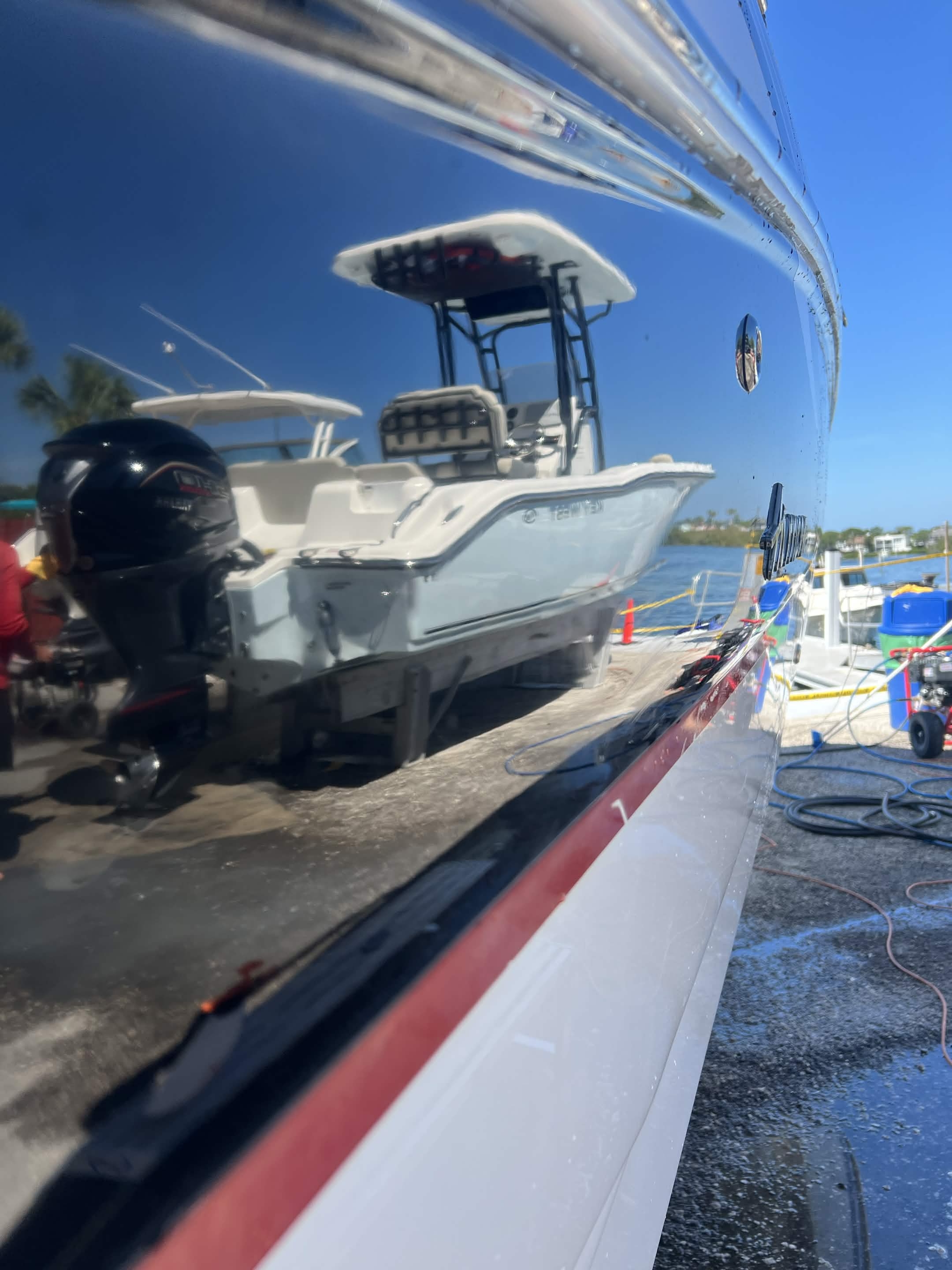 Boat hull after wet sanding in Tarpon Springs